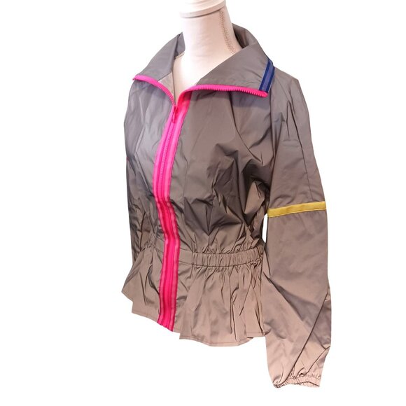 New Terez Neon‎ Glow Gear Reflective Peplum Activewear Jacket in Grey Multi, S - Picture 9 of 16